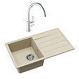SWISS AQUA TECHNOLOGIES - Swiss Aqua Technologies 76x44 cm évier avec égouttoir réversible en granite à encastrer + mitigeur monocommande, jasmin (SATSINKGE3J-SET) - vignette
