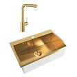 SWISS AQUA TECHNOLOGIES - Swiss Aqua Technologies /Grohe - Set Aurum Évier de cuisine encastrable inox 304 , 68x45x21 cm + Essence Mitigeur monocommande Evier, Or brossé PVD - vignette