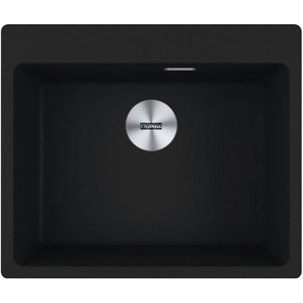 FRANKE - Franke Maris MRG 610-54 Evier à encastrer 59x50cm, avec bonde et siphon gain de place, en Fragranit+, Noir mat + Cache bonde - large