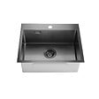 CERAMIA - Ceramia Timeless Évier de cuisine encastrable inox 304, 1 bac, 55x45x21 cm, Gun Metal brossé PVD - vignette