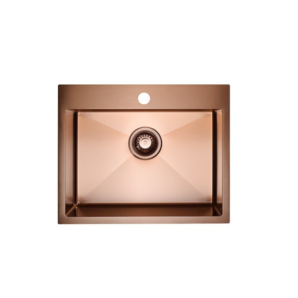 CERAMIA - Ceramia Timeless Évier de cuisine encastrable inox 304, 1 bac, 55x45x21 cm, Cuivre brossé PVD - large