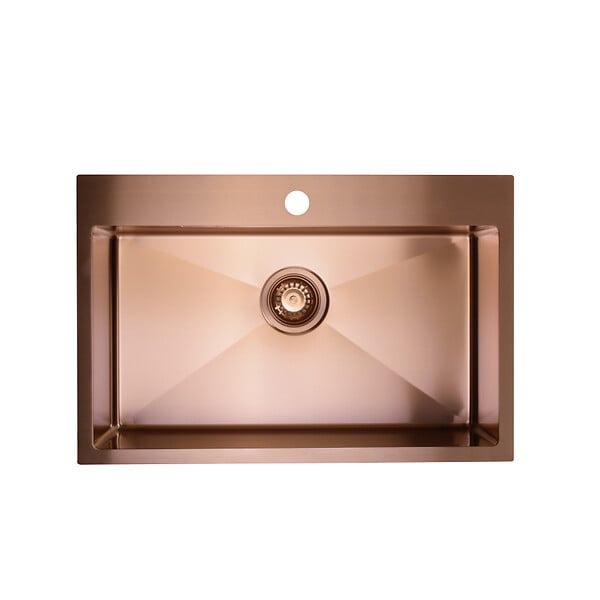 CERAMIA - Ceramia Timeless Évier de cuisine encastrable inox 304, 1 bac, 68x45x21 cm, Cuivre brossé PVD - large