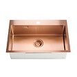 CERAMIA - Ceramia Timeless Évier de cuisine encastrable inox 304, 1 bac, 68x45x21 cm, Cuivre brossé PVD - vignette