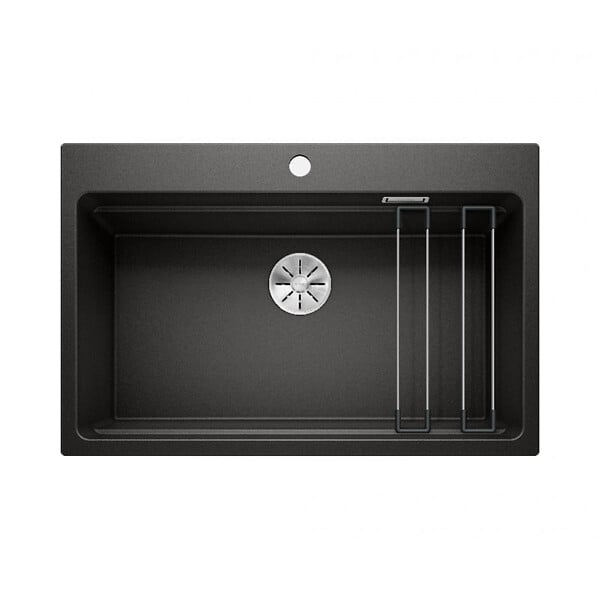 BLANCO - Blanco Evier ETAGON 8 PuraDur en Silgranit 78x51cm avec cuve à étages + 2 rails en inox inclus, Noir (525893) - large