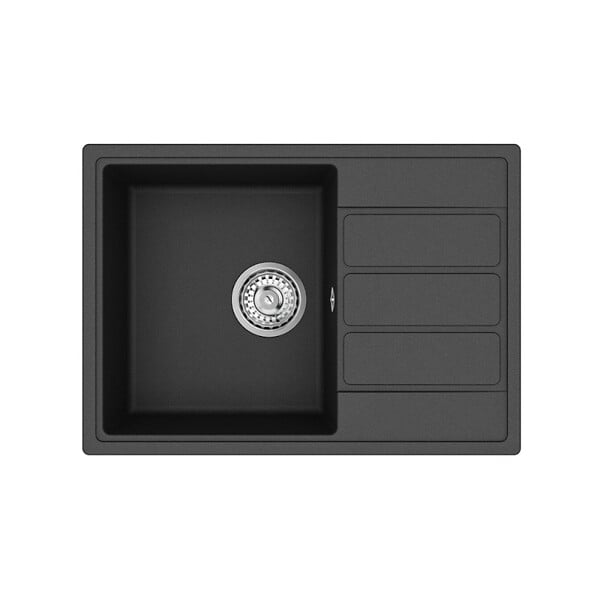 SWISS AQUA TECHNOLOGIES - Swiss Aqua Technologies 62x44 cm évier avec égouttoir réversible en Granite, à encastrer, noir (SATSINKGE2B) - large