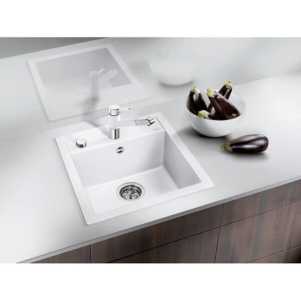BLANCO - Blanco Evier DALAGO 45 PuraDur en Silgranit avec vidage automatique 46.5x51cm, Gris rocher (518846) - large