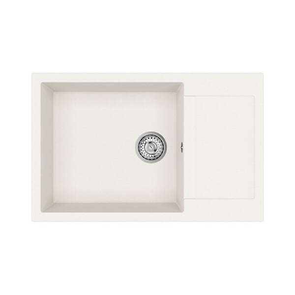 SWISS AQUA TECHNOLOGIES - Swiss Aqua Technologies 78x50 cm évier avec égouttoir réversible en Granite, à encastrer, blanc (SATSINKGQT105W) - large