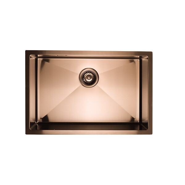 CERAMIA - Ceramia Timeless Évier de cuisine sous plan inox 304, 1 bac, 68x45x21 cm, Cuivre brossé PVD - large