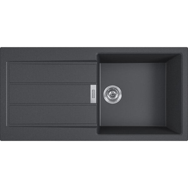 FRANKE - Franke S2D Evier à encastrer 100×50cm 1 bac avec égouttoir, Tectonite, Onyx + Mitigeur avec douchette extractible, Noir mat - large