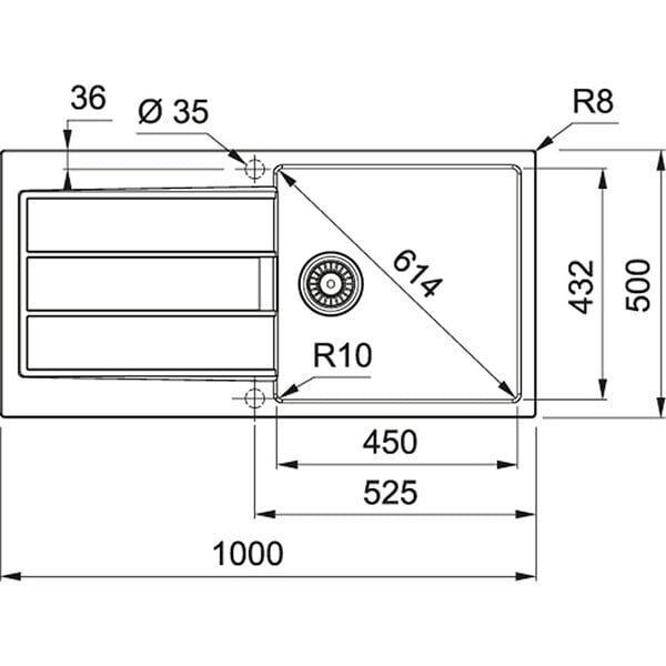 FRANKE - Franke S2D Evier à encastrer 100×50cm 1 bac avec égouttoir, Tectonite, Onyx + Mitigeur avec douchette extractible, Noir mat - large