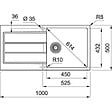 FRANKE - Franke S2D Evier à encastrer 100×50cm 1 bac avec égouttoir, Tectonite, Onyx + Mitigeur avec douchette extractible, Noir mat - vignette