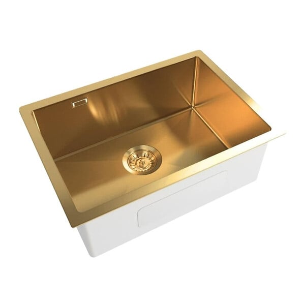 SWISS AQUA TECHNOLOGIES - Swiss Aqua Technologies Aurum Evier en acier inoxydable, 55x45x21 cm, or (SATSINK5545BGU) - large