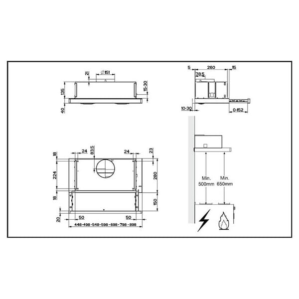 BEKO - Beko Hotte aspirante semi-encastrée 2 filtres, 2 vitesses, éclairage LED, noire (CTB6250B) - large
