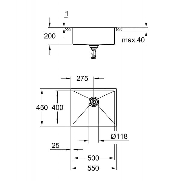 GROHE - Grohe nouveau k700 évier en acier inoxydable (31726SD0) - large