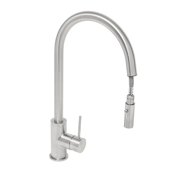 SWISS AQUA TECHNOLOGIES - Swiss Aqua Technologies Aurum mitigeur évier à levier sur pied 44 cm avec douchette extractible 2 jets, inox (SATBAUR286NRZ) - large
