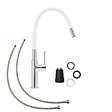 SWISS AQUA TECHNOLOGIES - Mitigeur pour évier de cuisine, bec flexible en silicone, aérateur Neoperl®, cartouche en céramique, blanc/chrome (SATBSD290B) - vignette
