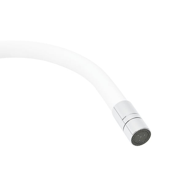 SWISS AQUA TECHNOLOGIES - Mitigeur pour évier de cuisine, bec flexible en silicone, aérateur Neoperl®, cartouche en céramique, blanc/chrome (SATBSD290B) - large