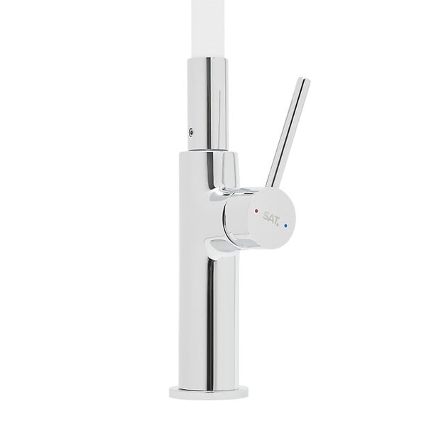 SWISS AQUA TECHNOLOGIES - Mitigeur pour évier de cuisine, bec flexible en silicone, aérateur Neoperl®, cartouche en céramique, blanc/chrome (SATBSD290B) - large