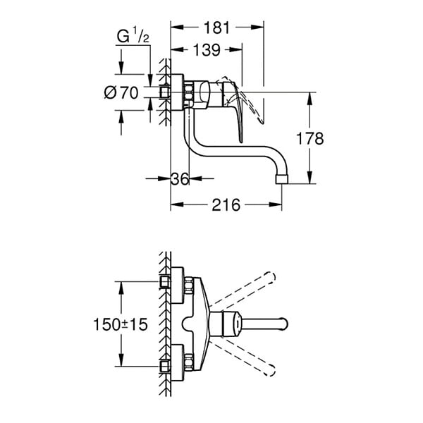 GROHE - Grohe EUROSMART Mitigeur monocommande d'évier, Chrome(31391003) - large
