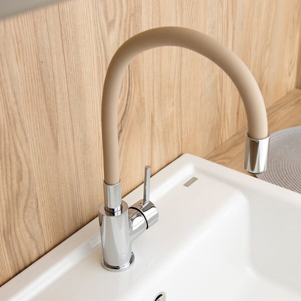 SIKO - Siko mitigeur cuisine à mémoire de forme, courbe en silicone beige (SIKOBSLPRO290BE) - large