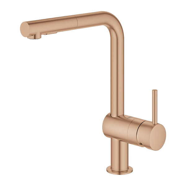 GROHE - Minta mitigeur monocommande évier avec douchette 2 jets, warm sunset brossé (G30274DL0) - large