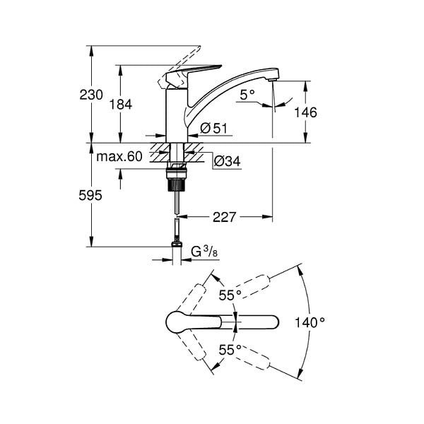 GROHE - Grohe Start mitigeur monocommande évier, chrome (G30530002) - large