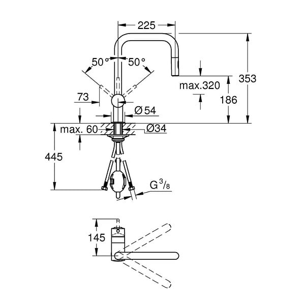 GROHE - Minta mitigeur monocommande évier avec douchette 2 jets, cuivre brossé (G32322DL2) - large