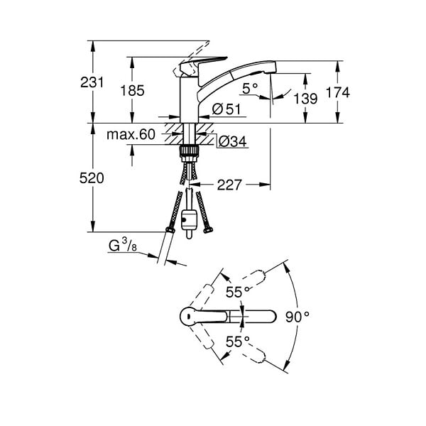 GROHE - Grohe START mitigeur monocommande évier avec douchette extractible, noir mat (G-303072431) - large