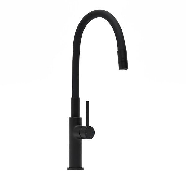 SWISS AQUA TECHNOLOGIES - Mitigeur pour évier de cuisine, bec flexible en silicone, aérateur Neoperl®, cartouche en céramique, noir mat (SATBSD290CM) - large