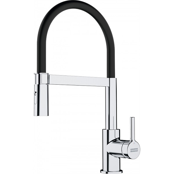FRANKE - Franke Lina FC 6087.031 Mitigeur cuisine, 205 x 410 mm, semi-pro avec douchette extractible, Chrome/Noir (115.0626.085) - large