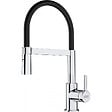 FRANKE - Franke Lina FC 6087.031 Mitigeur cuisine, 205 x 410 mm, semi-pro avec douchette extractible, Chrome/Noir (115.0626.085) - vignette