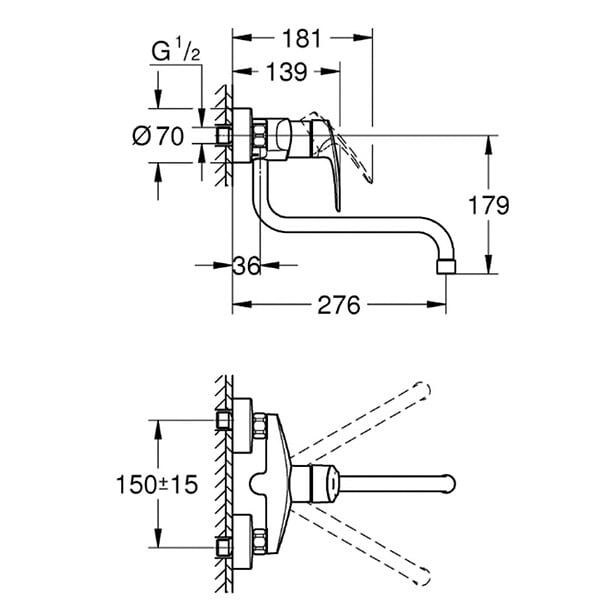GROHE - Grohe EUROSMART Mitigeur monocommande d'évier, Chrome(32224003) - large