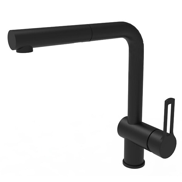 PAFFONI - Vallone Mitigeur de cuisine avec douchette extractible, noir mat (RIN185NO) - large