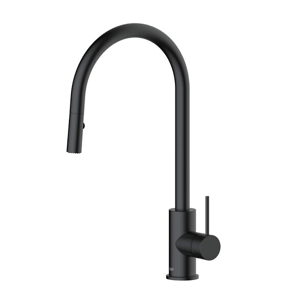 SWISS AQUA TECHNOLOGIES - Swiss Aqua Technologies Aurum mitigeur évier à levier sur pied 44 cm avec douchette extractible 2 jets, noir mat (SATBAUR286C) - large