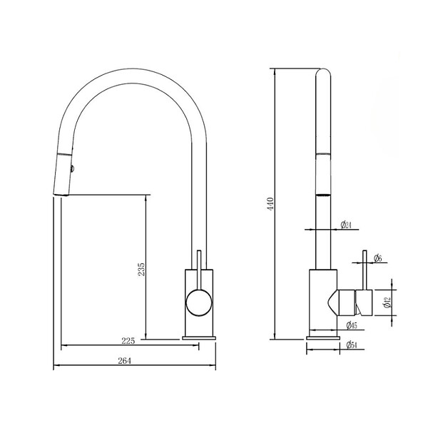 SWISS AQUA TECHNOLOGIES - Swiss Aqua Technologies Aurum mitigeur évier à levier sur pied 44 cm avec douchette extractible 2 jets, noir mat (SATBAUR286C) - large