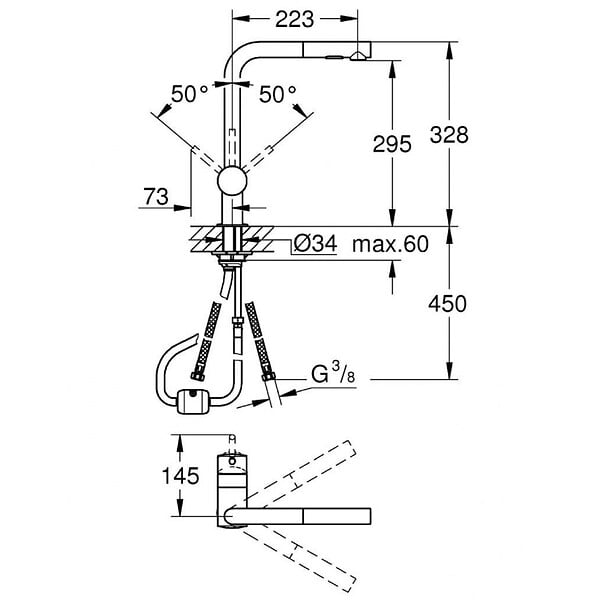 GROHE - Grohe Minta Mitigeur d’évier avec douchette extractible, Supersteel (G-30274DC0) - large