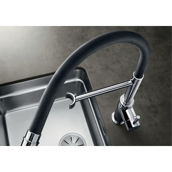 BLANCO - Blanco Catris-S Flexo Mitigeur pour évier avec douchette double jet et bec orientable à 360°, Chromé (525791) - large