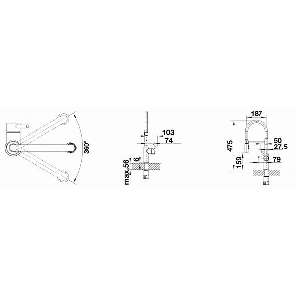 BLANCO - Blanco Catris-S Flexo Mitigeur pour évier avec douchette double jet et bec orientable à 360°, Chromé (525791) - large