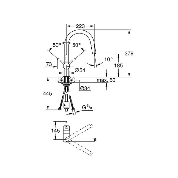 GROHE - MITIGEUR EVIER MINTA BECC DOUCHETTE 2 JETS - large