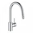 GROHE - Grohe Eurosmart Cosmopolitan Mitigeur cuisine avec douchette extractible 2 jets, col de cygne, Chrome (31481001) - vignette