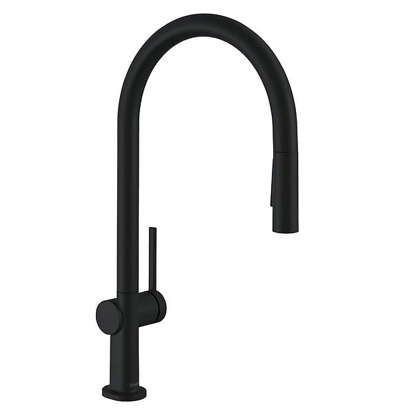 HANSGROHE - Hansgrohe Talis M54 Mitigeur de cuisine 210, avec douchette extractible 2 jets, Noir mat (72800670) - large