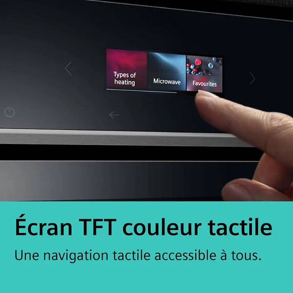 SIEMENS - iQ700 four à micro-ondes encastrable compact 21 L, 7 programmes, écran TFT, noir (BF722L1B1) - large