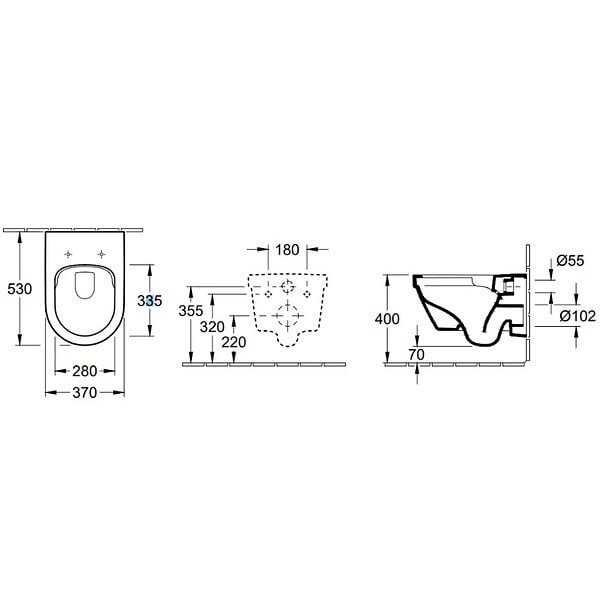 VILLEROY ET BOCH - Architectura Combipack WC suspendu sans bride à fond creux DirectFlush + Abattant amovible avec frein de chute, Blanc (4694FR01) - large