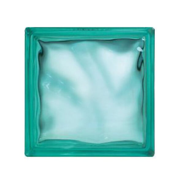 GLASSBLOCKS - Luxfera brique de verre 19x19x8 cm, vert transparent brillant (1908WTURQUOISE) - large