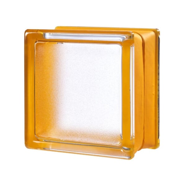 GLASSBLOCKS - Luxfera Mini brique de verre 15x15x8 cm, Orange transparent brillant (MGSAPR) - large