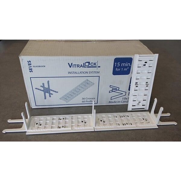 GLASSBLOCKS - Glassblocks Kit de montage pour 25 briques de verre (VITRALOCK) - large