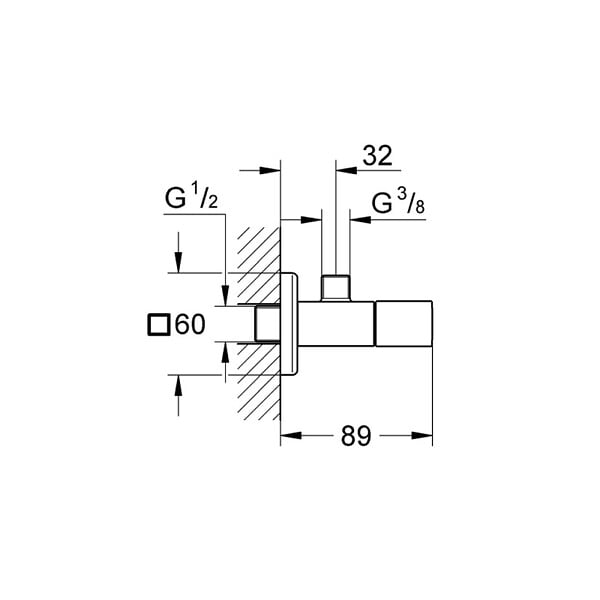 GROHE - Grohe Eurocube robinet d'arrêt équerre 1/2″, hard graphite brossé (G22012AL0) - large