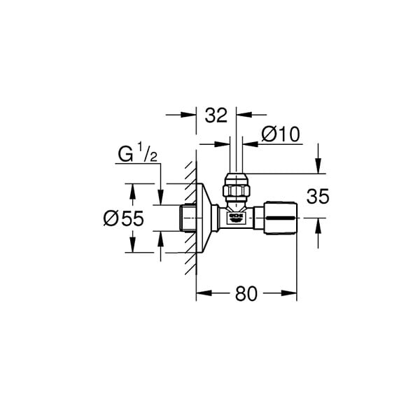 GROHE - Grohe Robinet d'arrêt équerre 1/2″, cuivre brossé (G22037DL0) - large