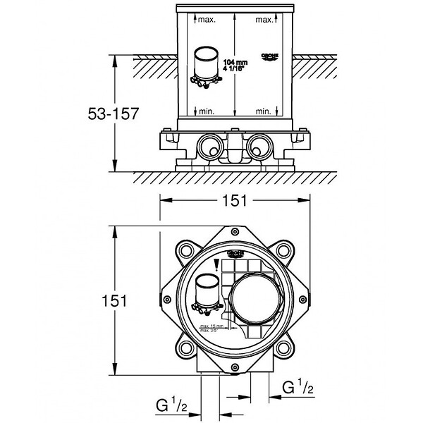 GROHE - Grohe Platine support ½" (45984001) - large