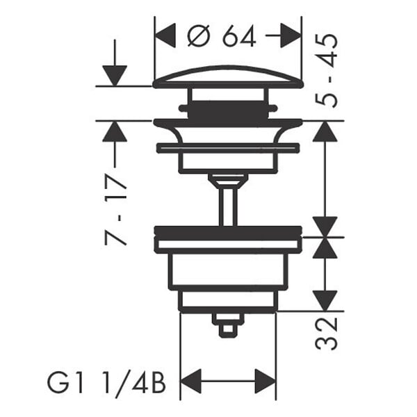 HANSGROHE - Garniture de vidage Push-Open pour mitigeur de lavabo et de bidet noir mat (50100670) - large